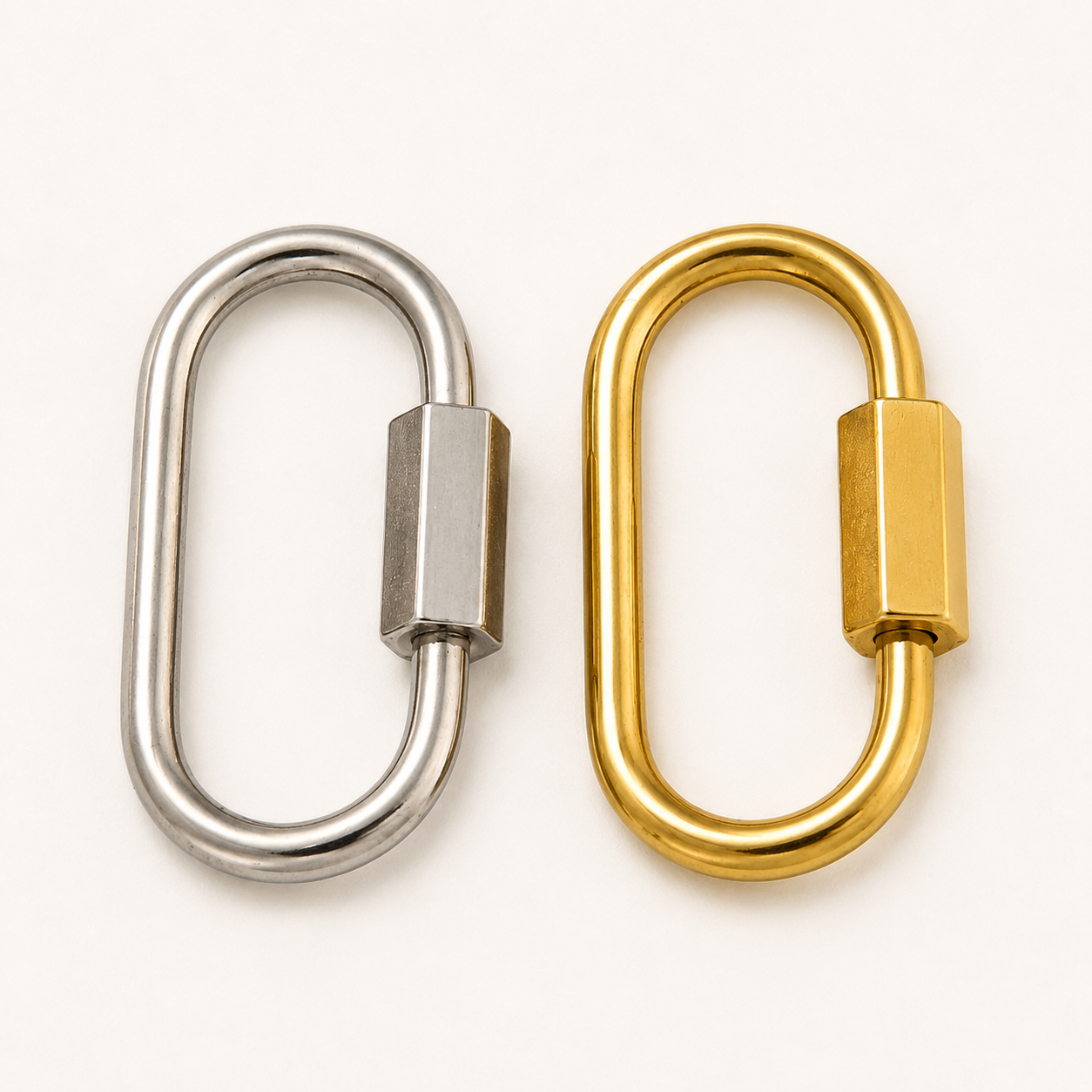 24mm Oval Screw Carabiner – Gold & Silver Finishes