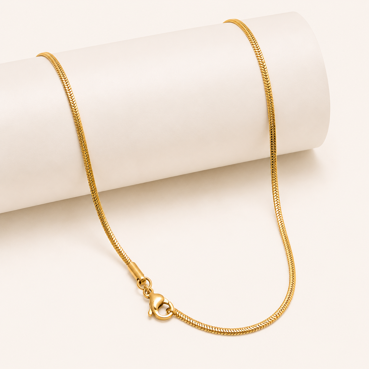 1.5mm Warm Gold Square Snake Chain Necklace - 20"