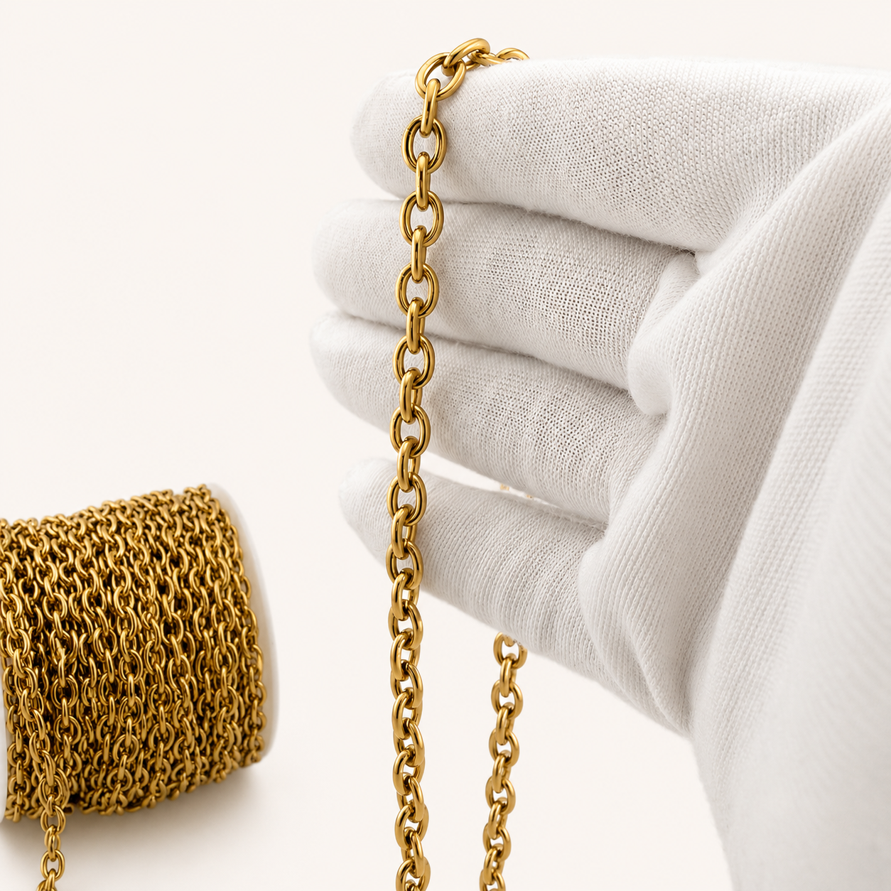 18K Gold Oval Cable Chain - 8x6mm