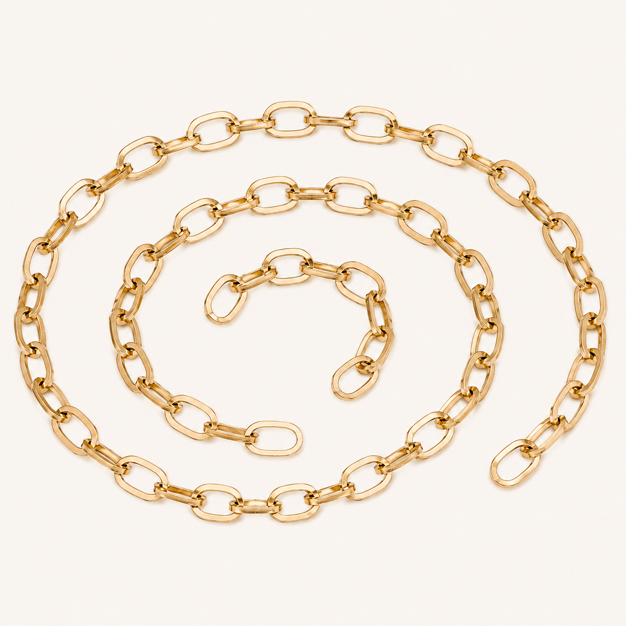 18K Gold Flat Oval Cable Chain - 7x4mm