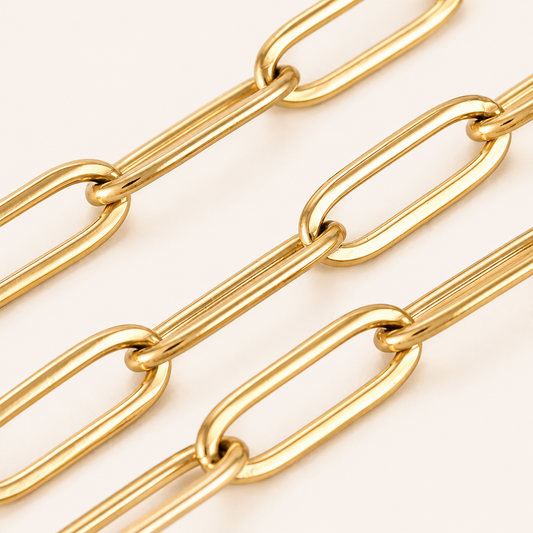 Gold PVD Paperclip Chain - 12x4mm