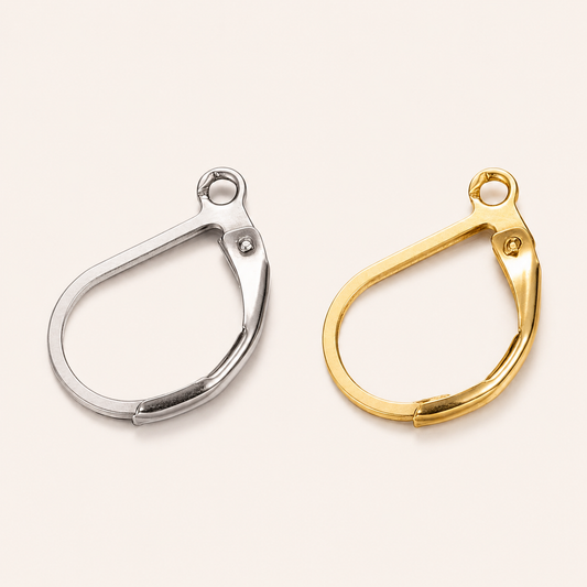 Leverback Earring Hooks - Bright Gold or Silver (10 Pack)