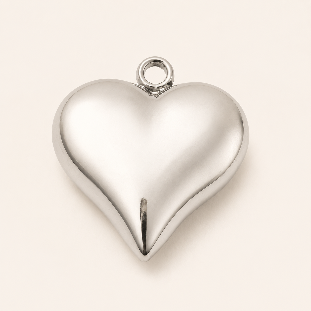 Solid Heart Stainless Steel Pendant, 18 x 16mm  - 1.8mm Hole