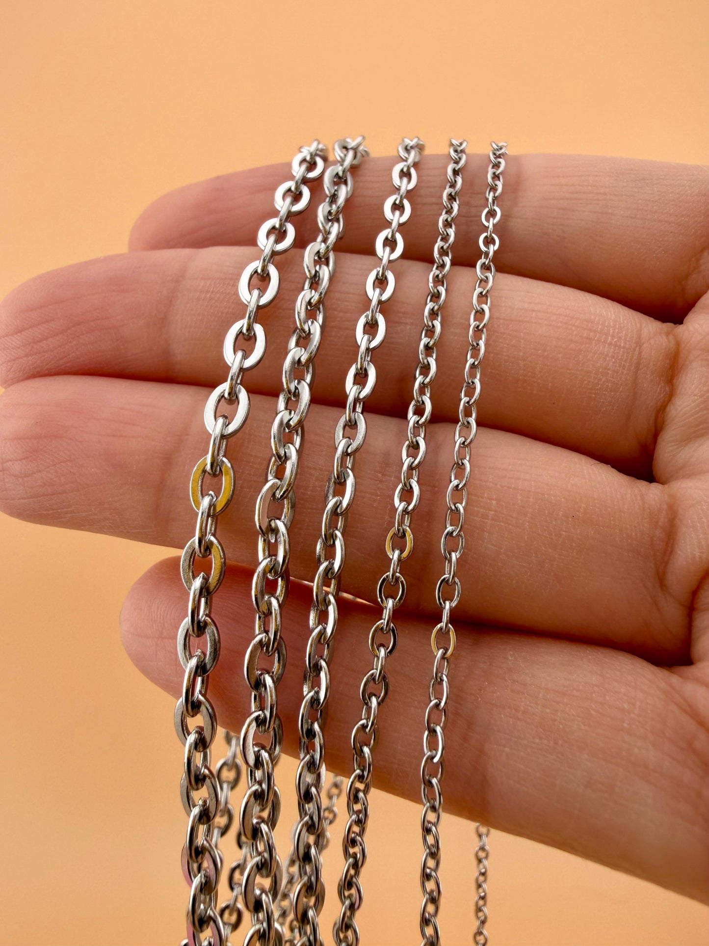 Flat Oval Cable Chain - Multiple Sizes (By the Foot)
