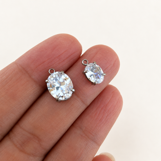 Oval Cubic Zirconia Charm – Multiple Sizes