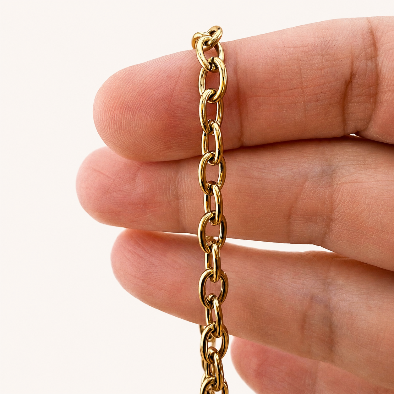 18K Gold Oval Cable Chain – 7x5mm (By the Foot)