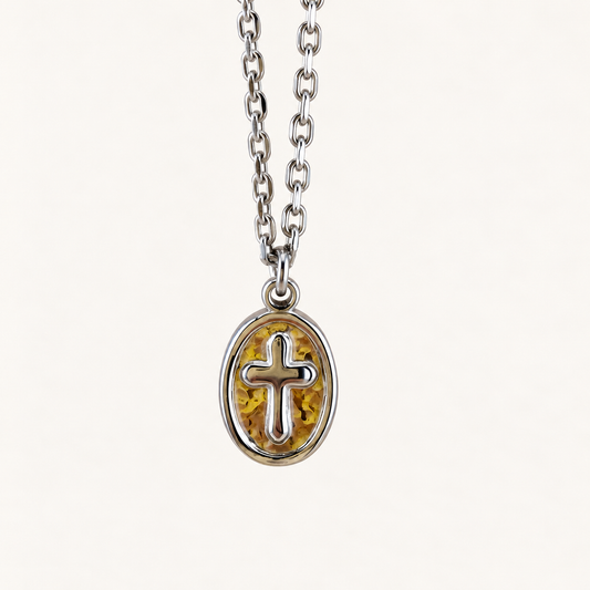 Cross Oval Coin Necklace
