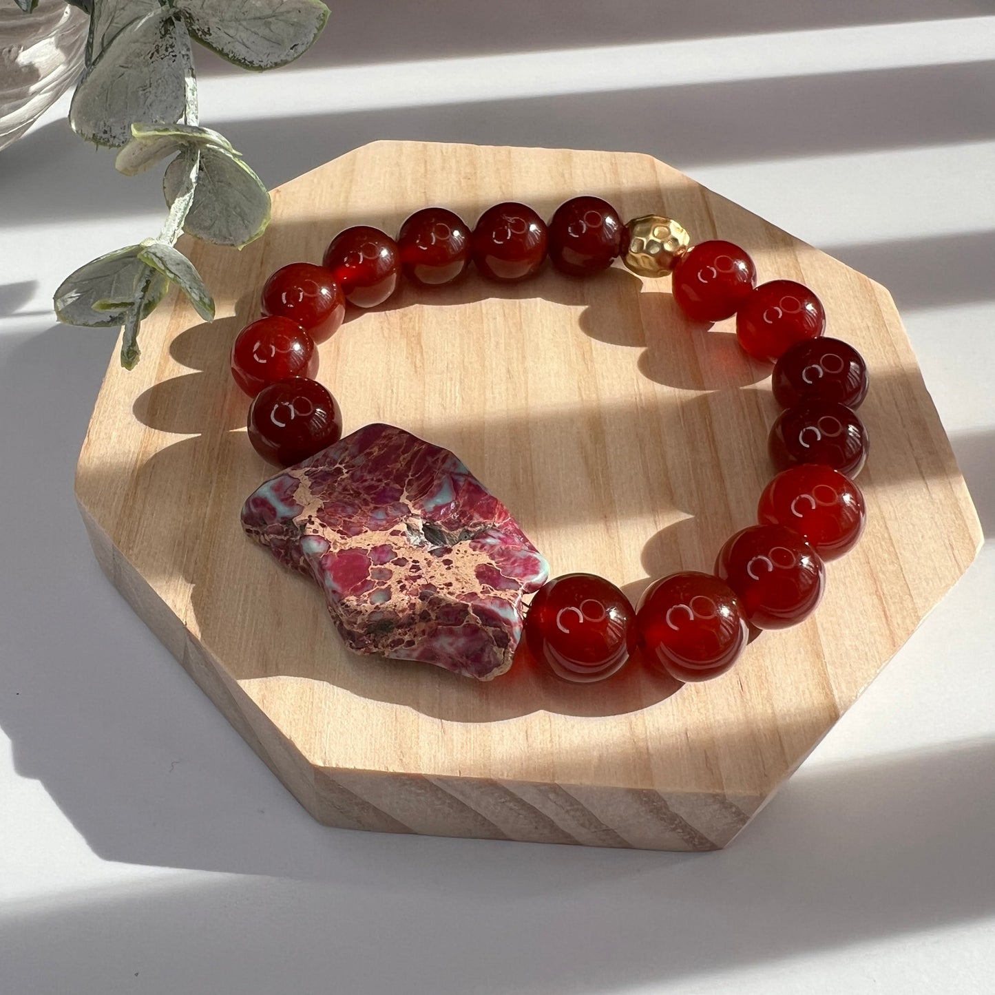 Carnelian Agate & Ruby Fuchsite Bracelet