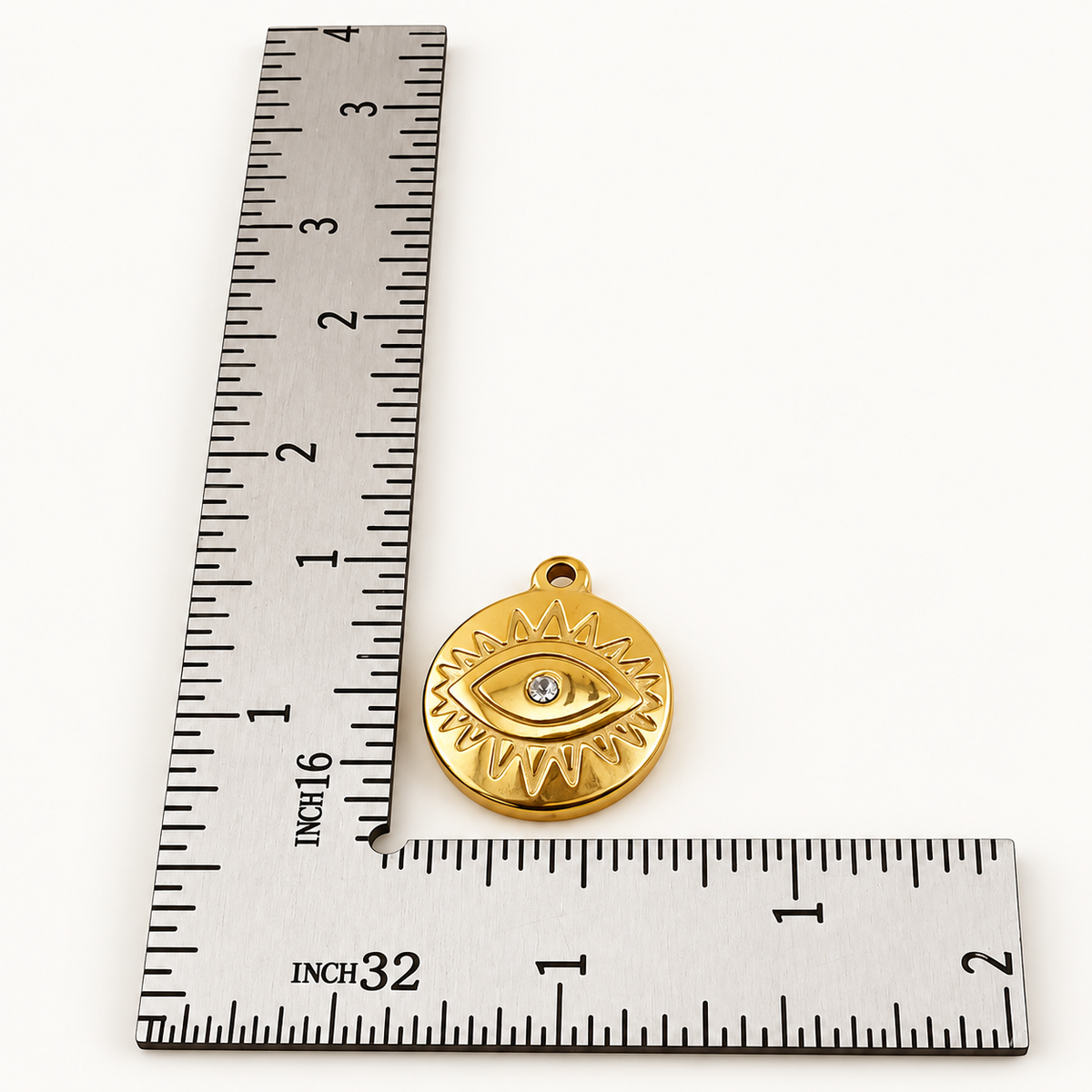 Gold Evil Eye Medallion Charm – 20mm