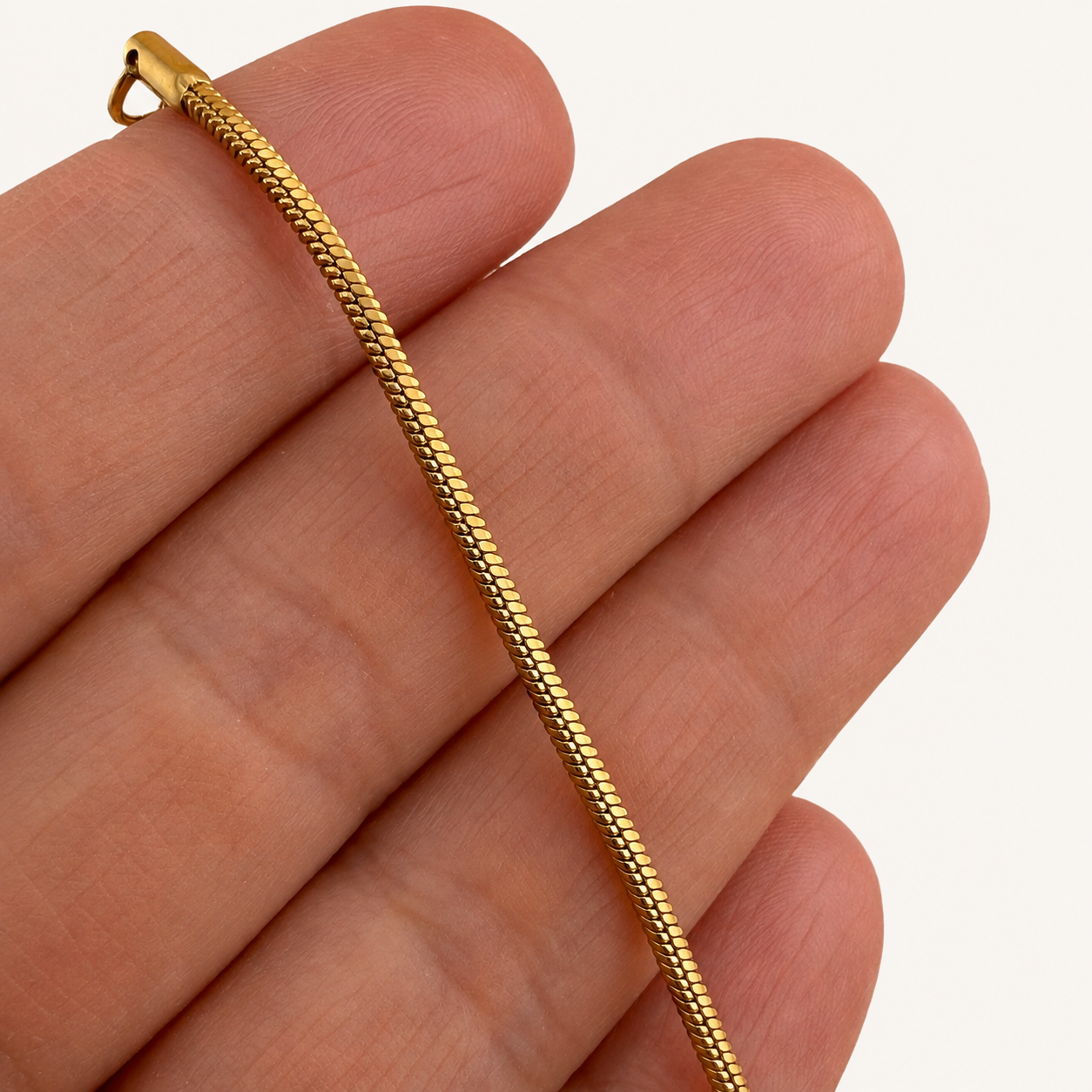 1.5mm 18k Gold Square Snake Chain Necklace - 20"