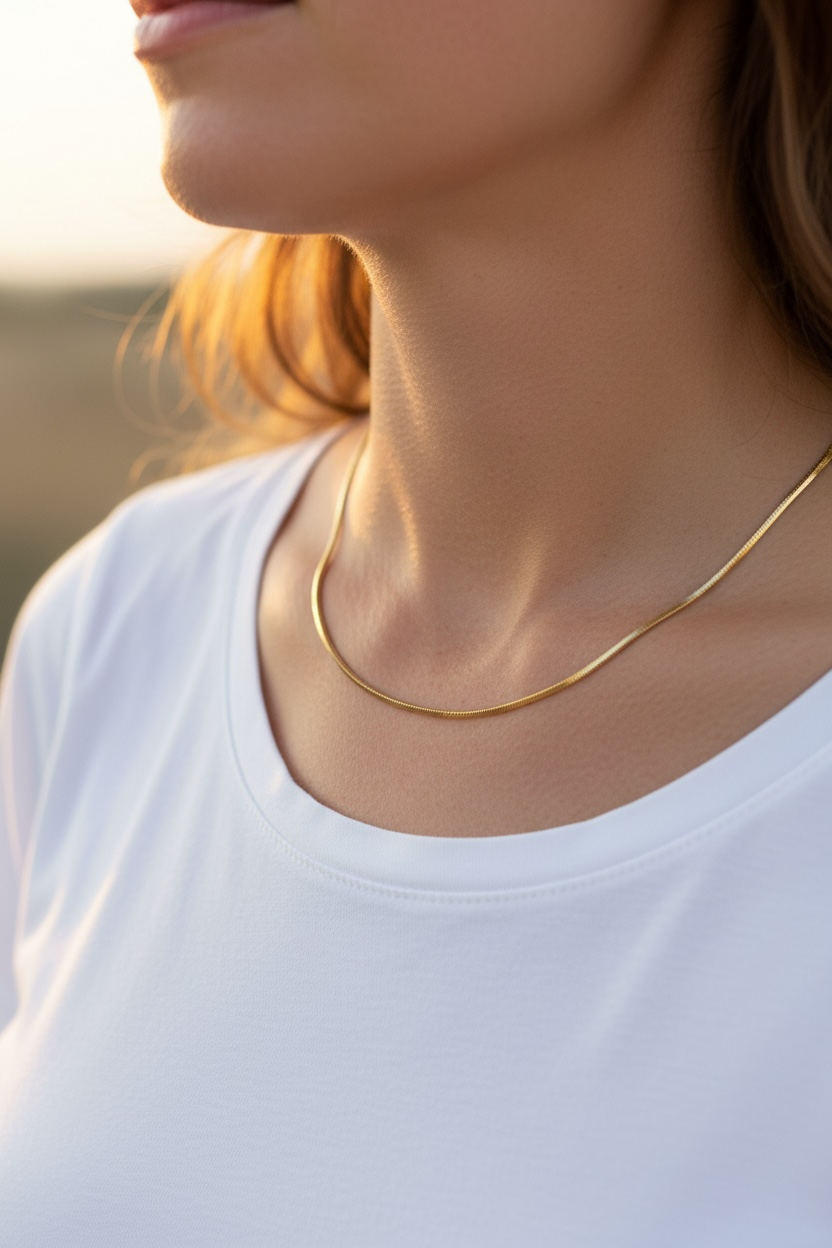 18K Gold PVD Snake Chain Necklace - 15.5"