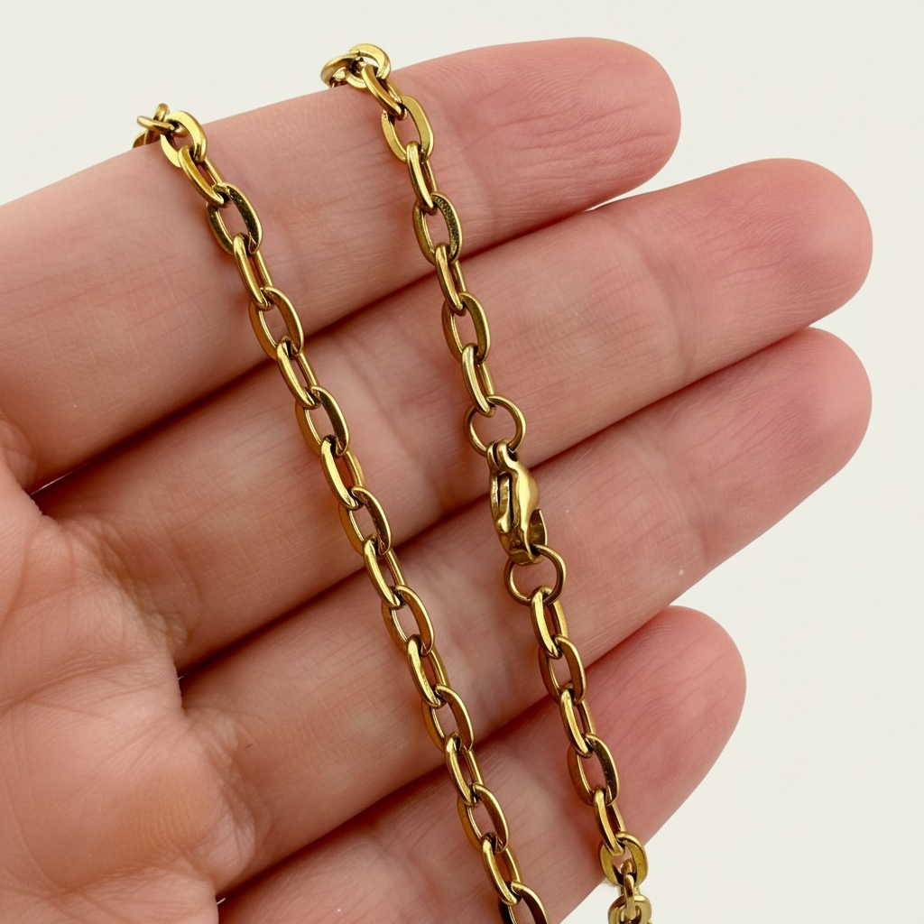18K Gold Plated Oval Cable Chain Necklace