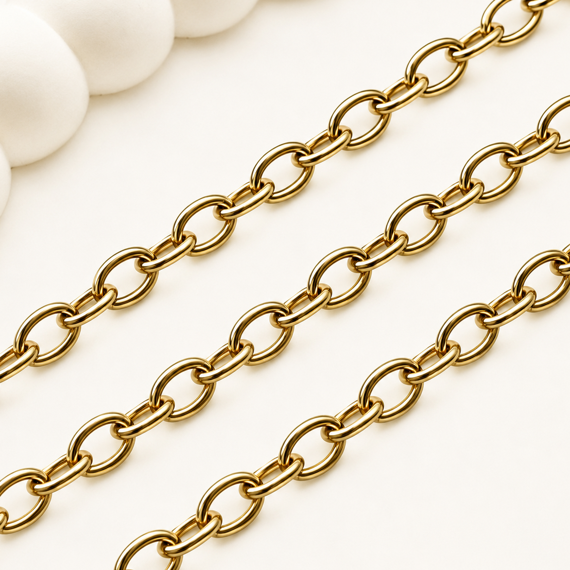 18K Gold Oval Cable Chain – 7x5mm (By the Foot)