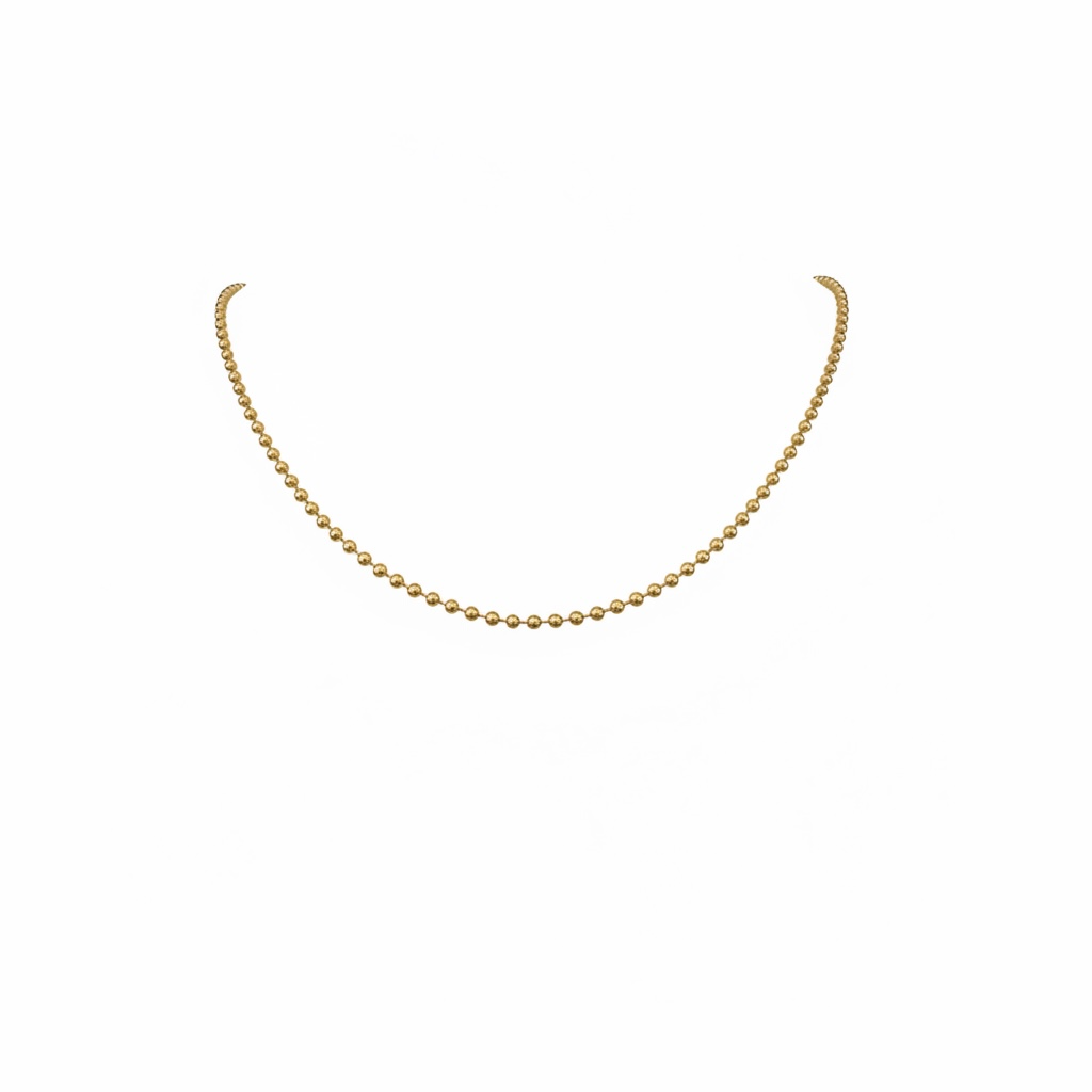 18K Gold PVD 2mm Ball Chain Necklace - 15.75"