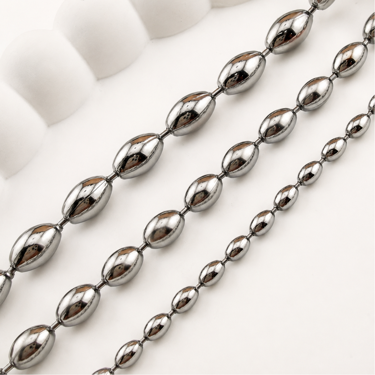 Rice Bead Ball Chain – Multiple Sizes (By the Foot)