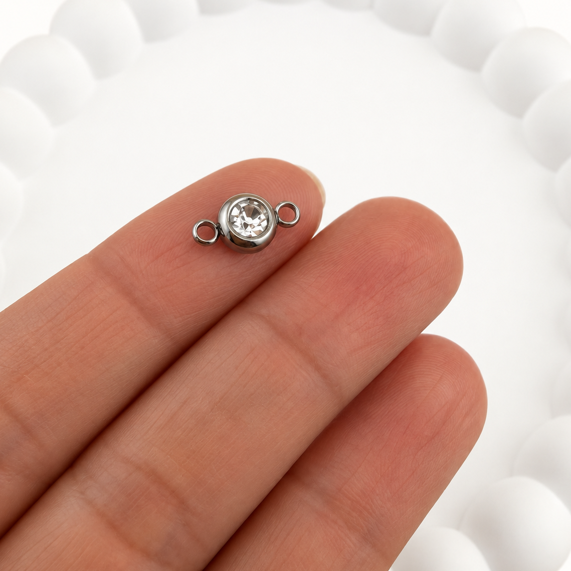 Double Loop Crystal Rhinestone Connector – 12mm