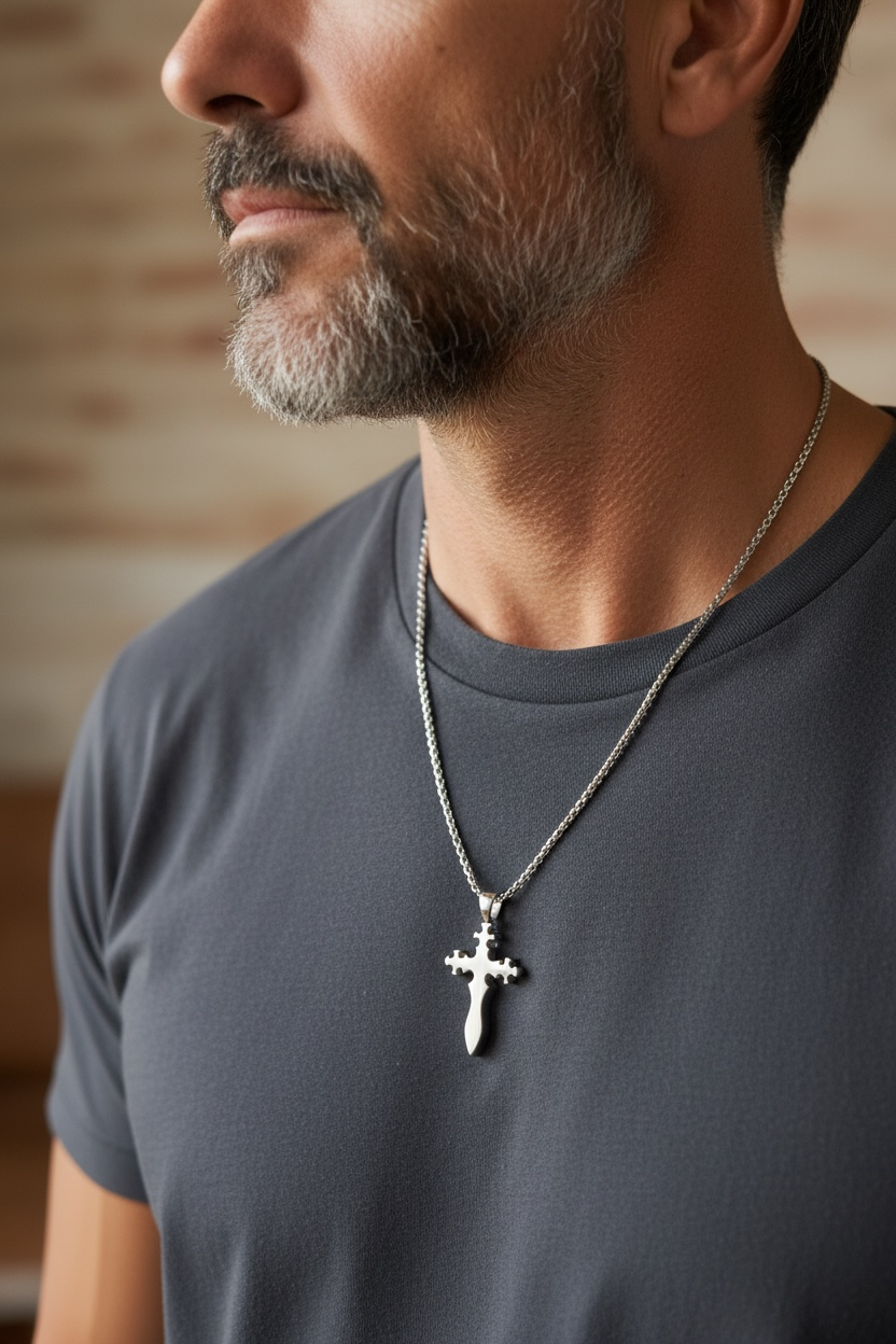 Warrior Blade Cross Pendant - 27.5x20mm