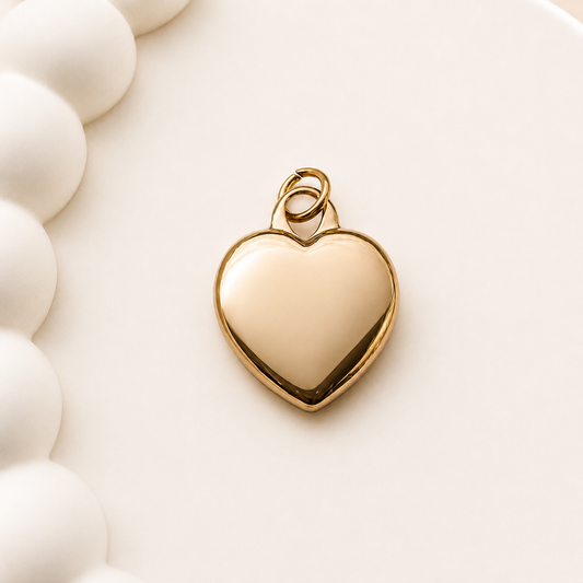 17mm Heart Charm - 316 Surgical Steel | Real 14K Gold