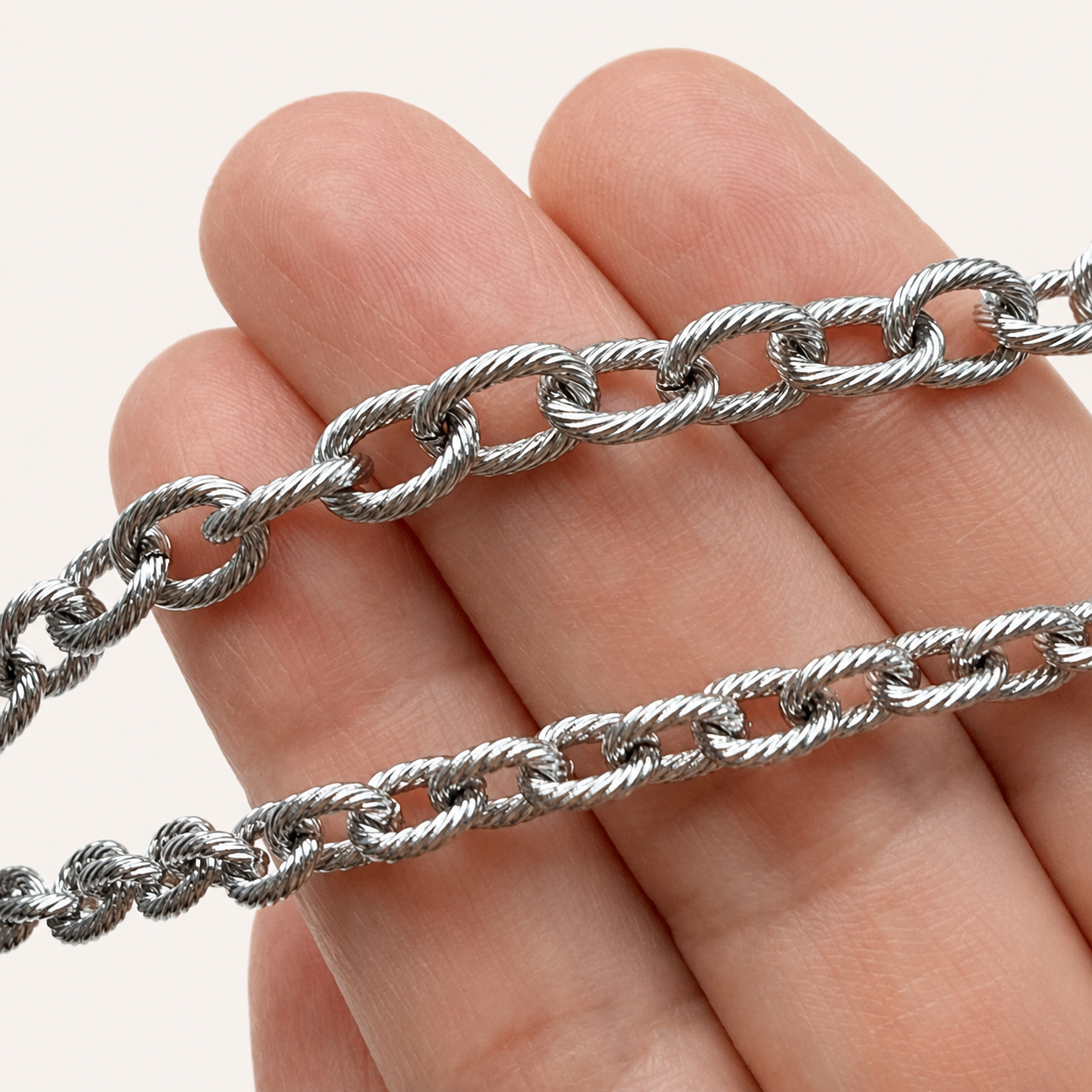 Textured Oval Cable Chain - Multiple Sizes