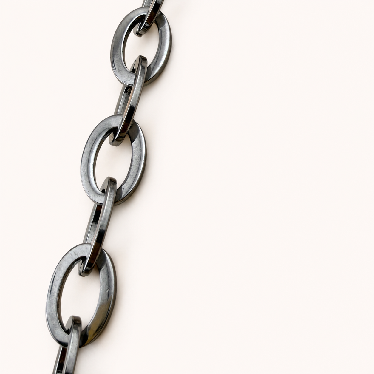 Smoky Silver Oval Statement Chain – 15x10mm (By the Foot)