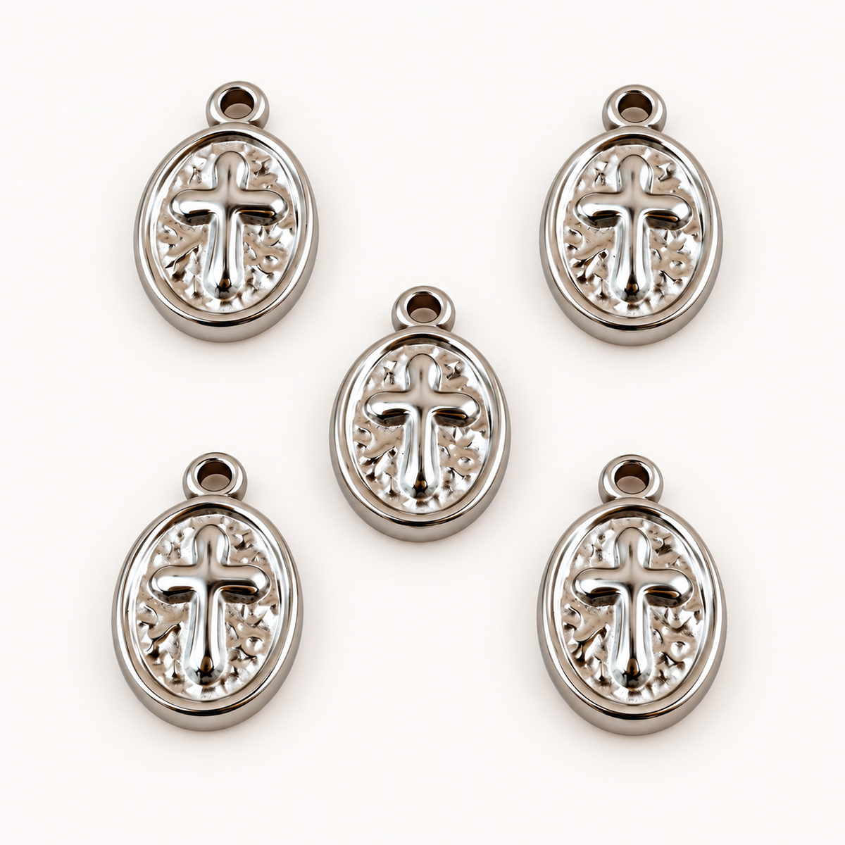 Oval Cross Medallion Charm – 17.5mm