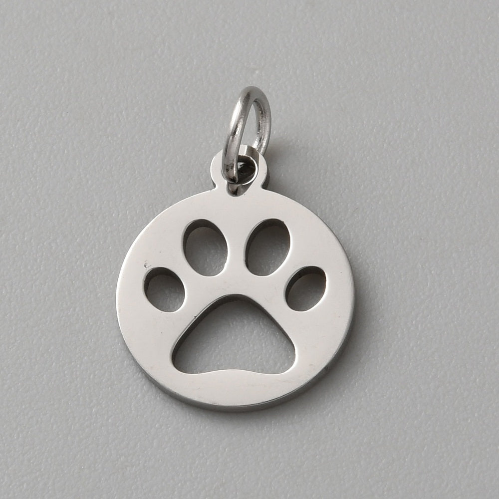 Small Round Paw Print Charm, 14x12mm
