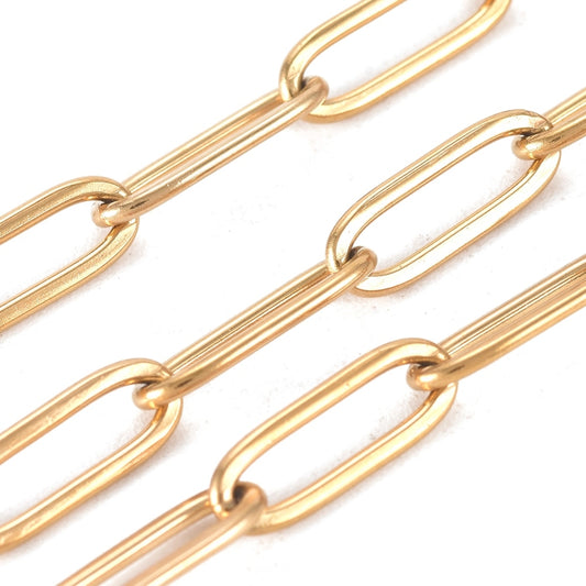 18K Gold PVD Paperclip Chain - 12x4mm