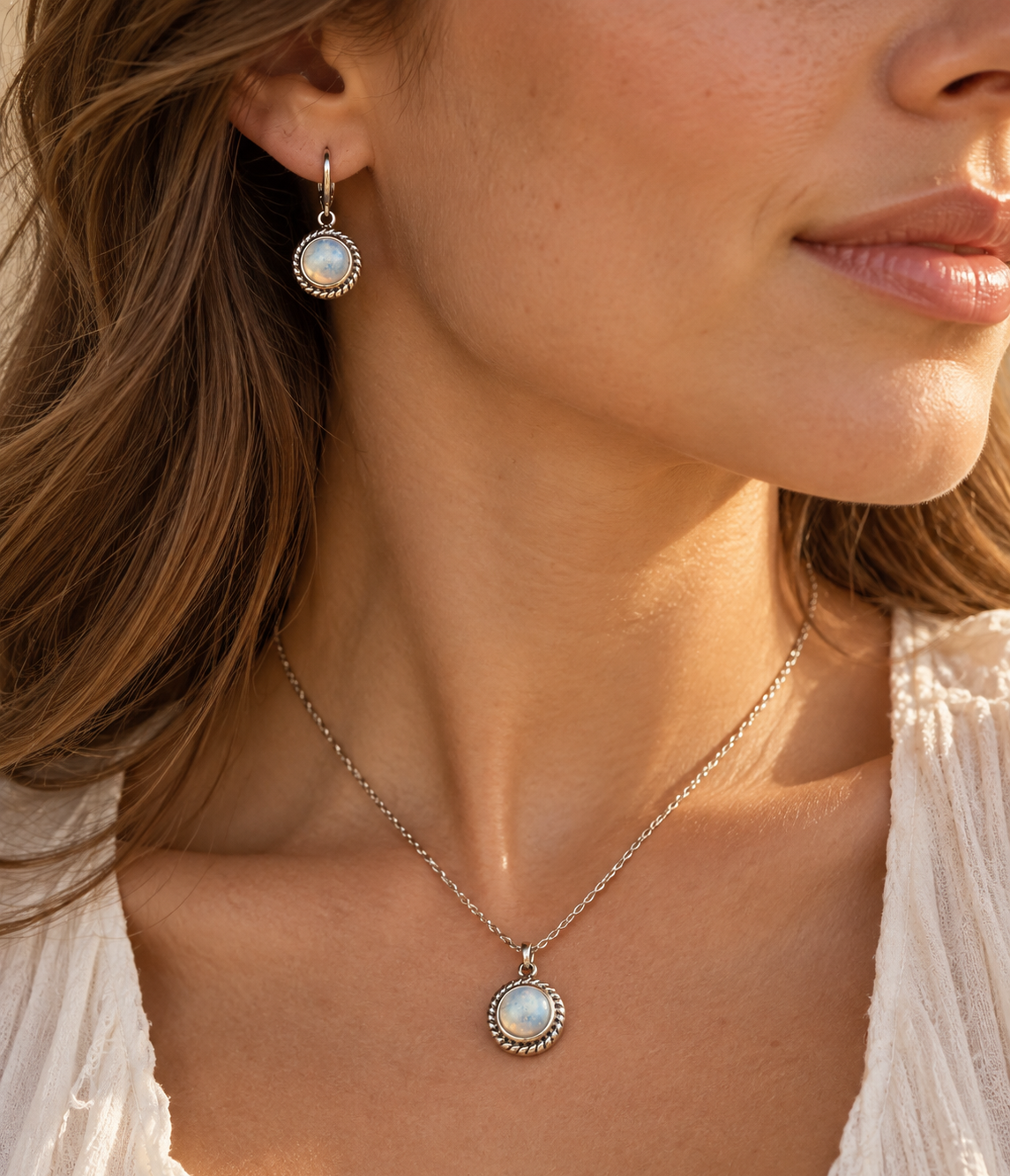 Synthetic Opalite Charms with Stainless Steel Base– 2 Pack