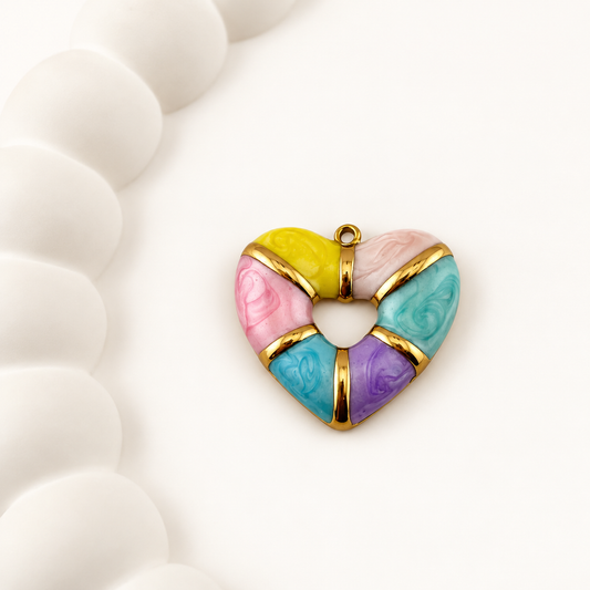 Multicolor Enamel Heart Charm – 25mm