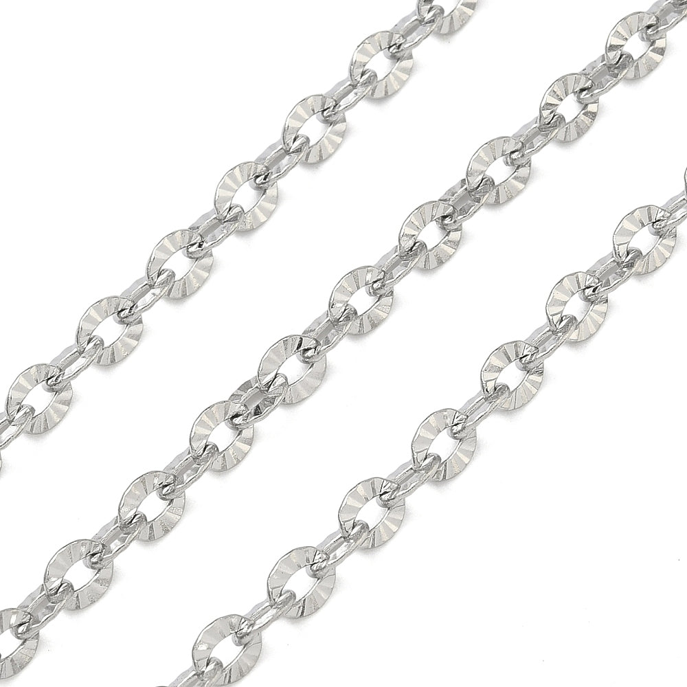 Small Textured Cable Chain - 4.5 x 3.5mm Handmade Style Chain | FB-CH006