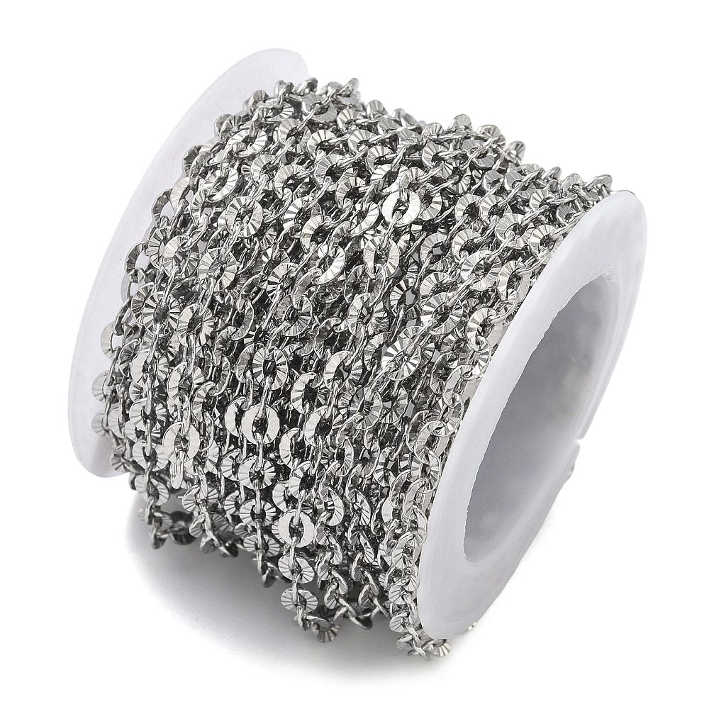 Small Textured Cable Chain - 4.5 x 3.5mm Handmade Style Chain | FB-CH006