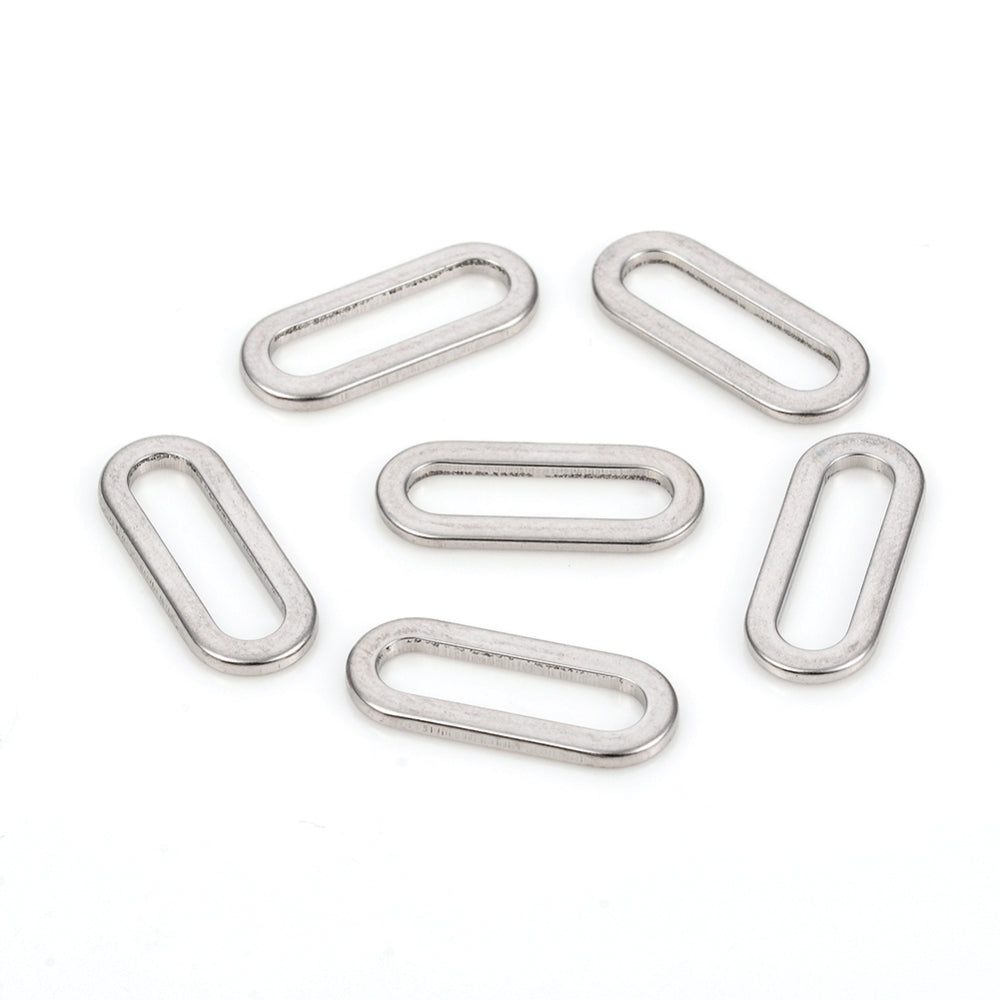 16mm Stainless Steel Oval Linking Rings – Non-Tarnish Connector Links (Pack of 5)