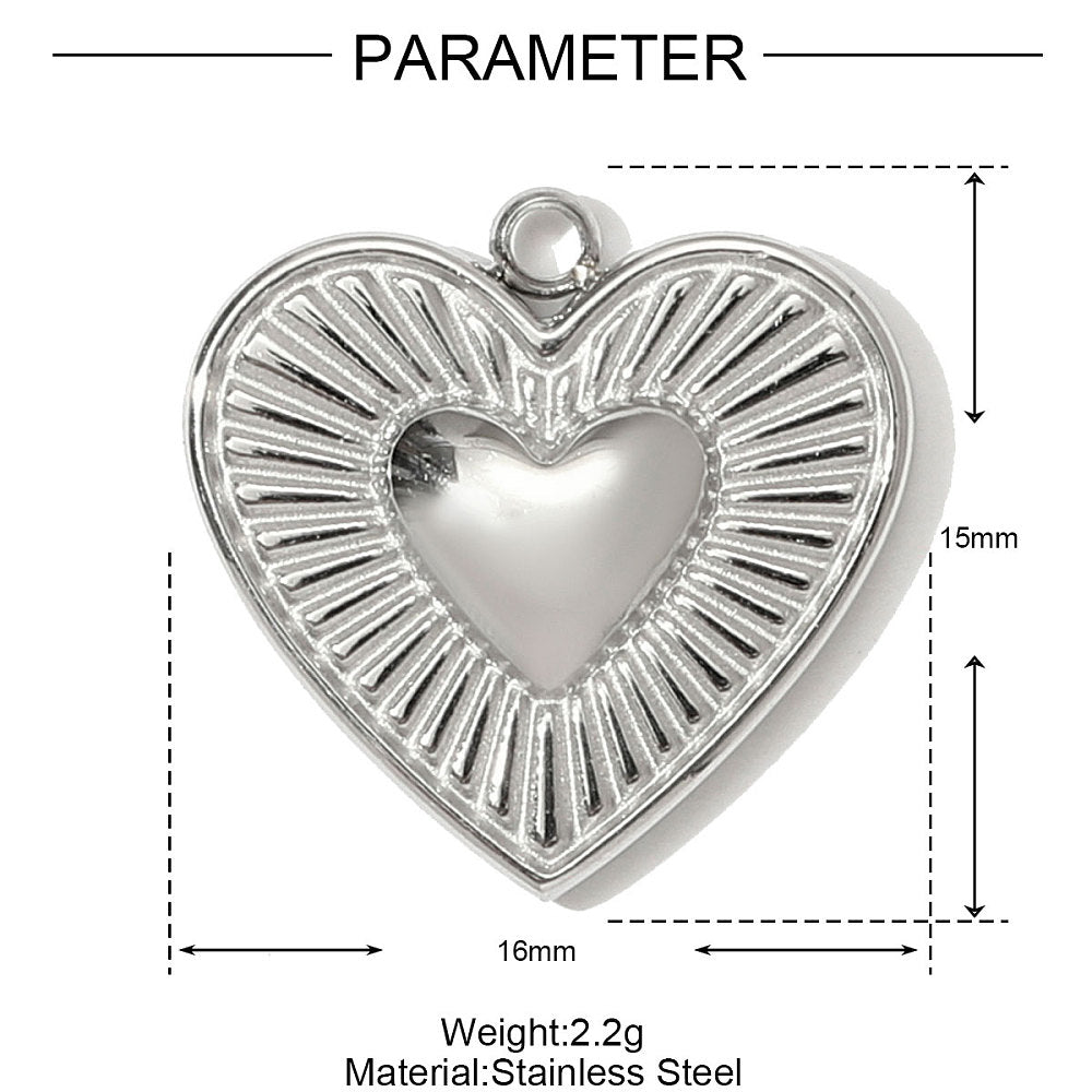 Halo Heart Minimal Charms, 16 x 15mm