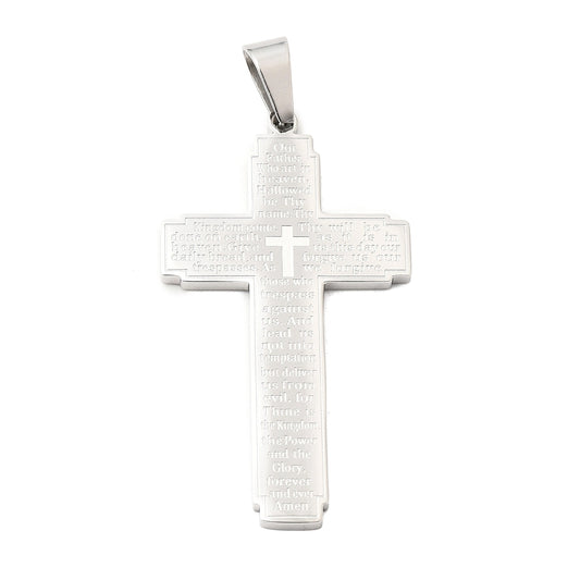 Lord’s Prayer Statement Cross Pendant -  49.5 x 28x 2.5mm
