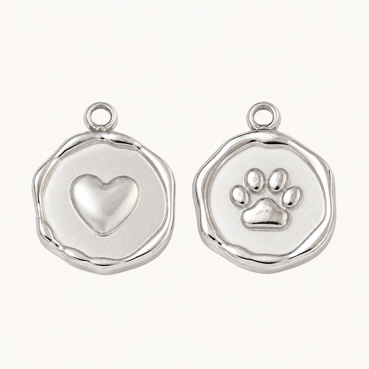 Paw Print & Heart Medallion Charms – 16mm