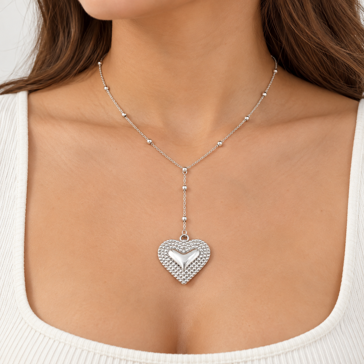 Large Beaded Heart Charm – 32.5mm