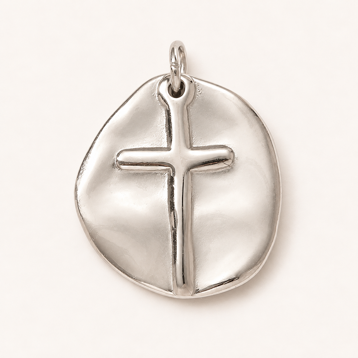 Cross Coin Pendant with Jump Ring - 22 x 18mm