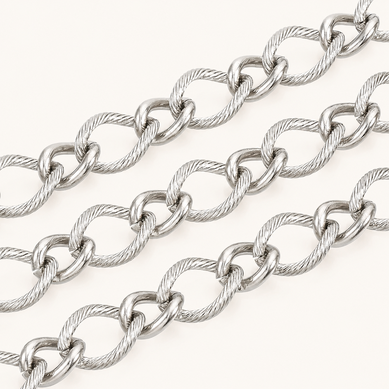 Textured Twisted Curb Chain – 13.5mm (By the Foot)