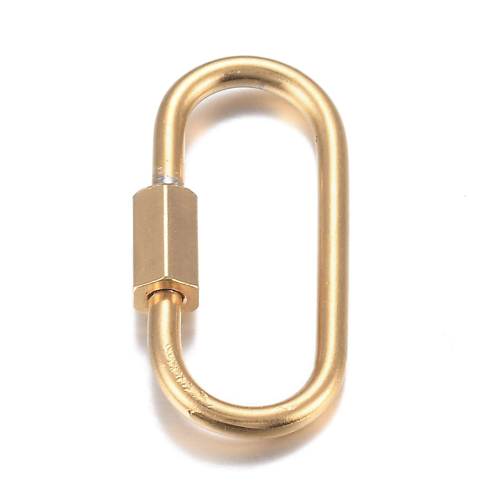 18K Gold PVD Oval Screw Carabiner - 21mm