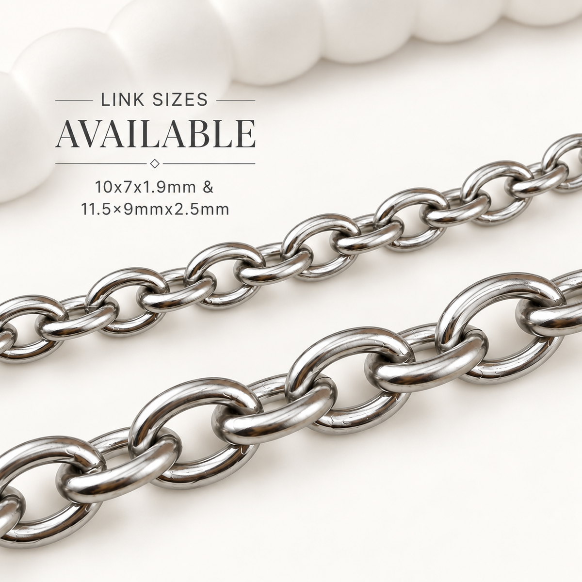 Bold & Thick Heavy Duty Oval Cable Chain – Two Available Sizes (By the Foot)