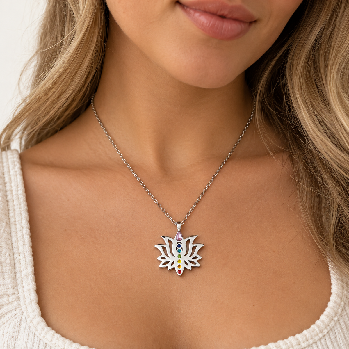 Chakra Lotus Rhinestone Pendant – 26.5mm