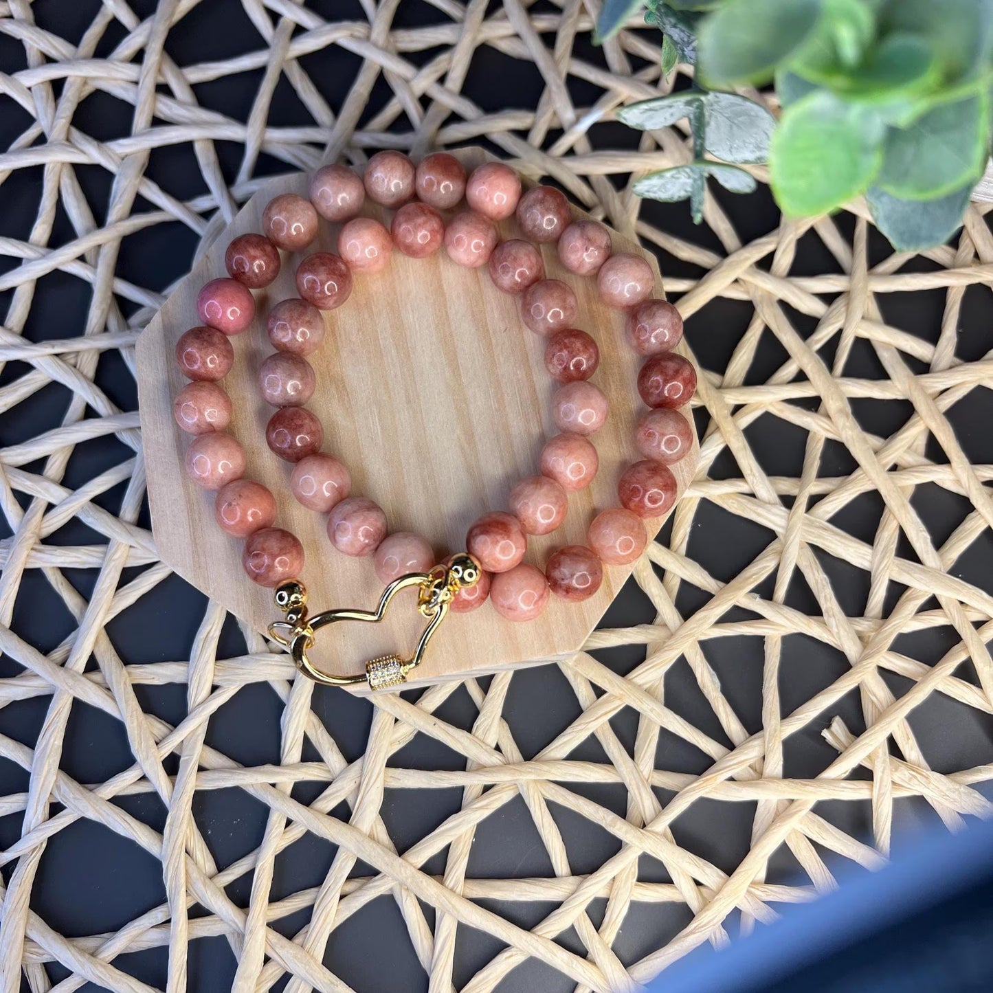 Sunstone Heart Carabiner Necklace