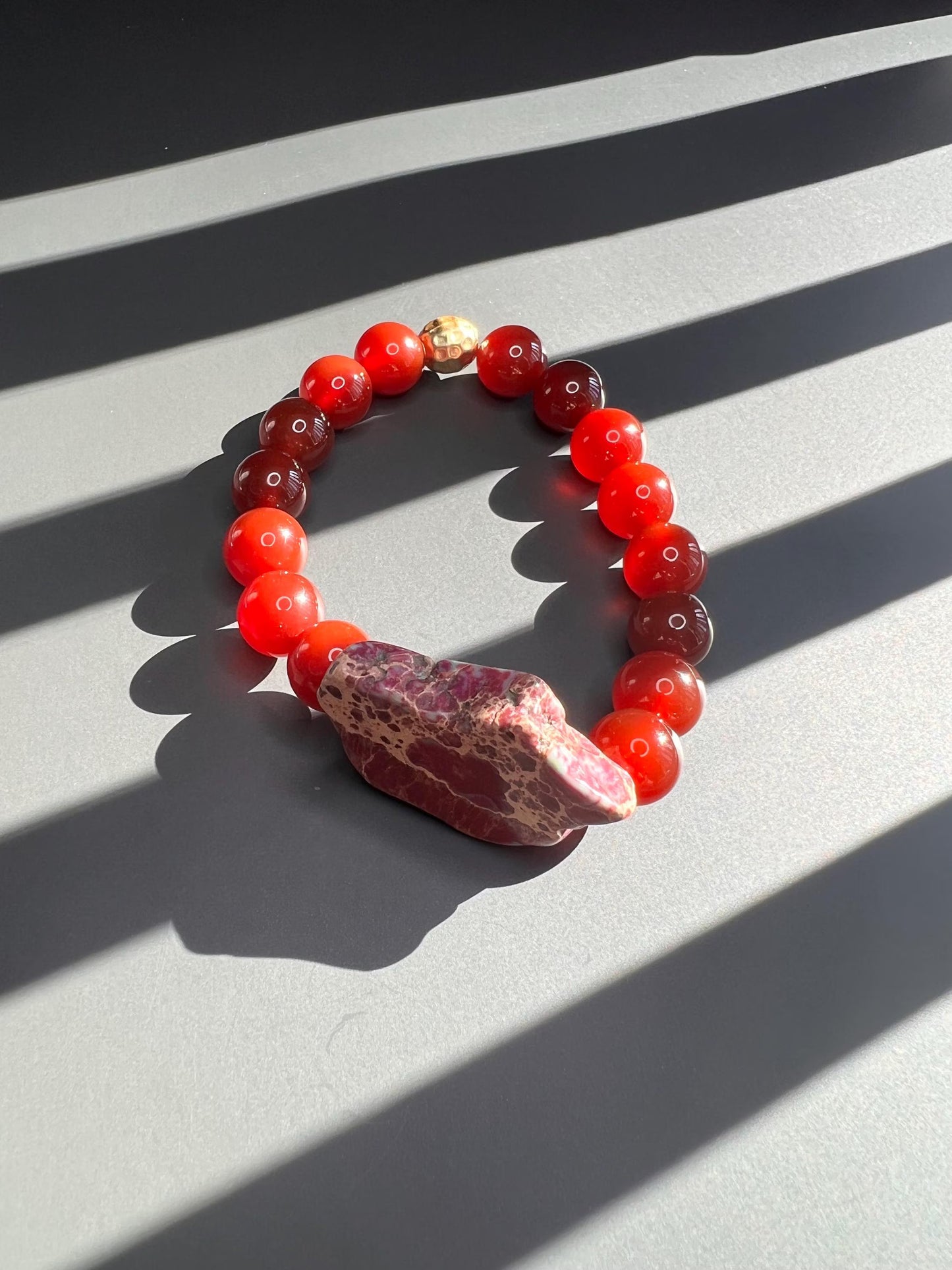 Carnelian Agate & Ruby Fuchsite Bracelet