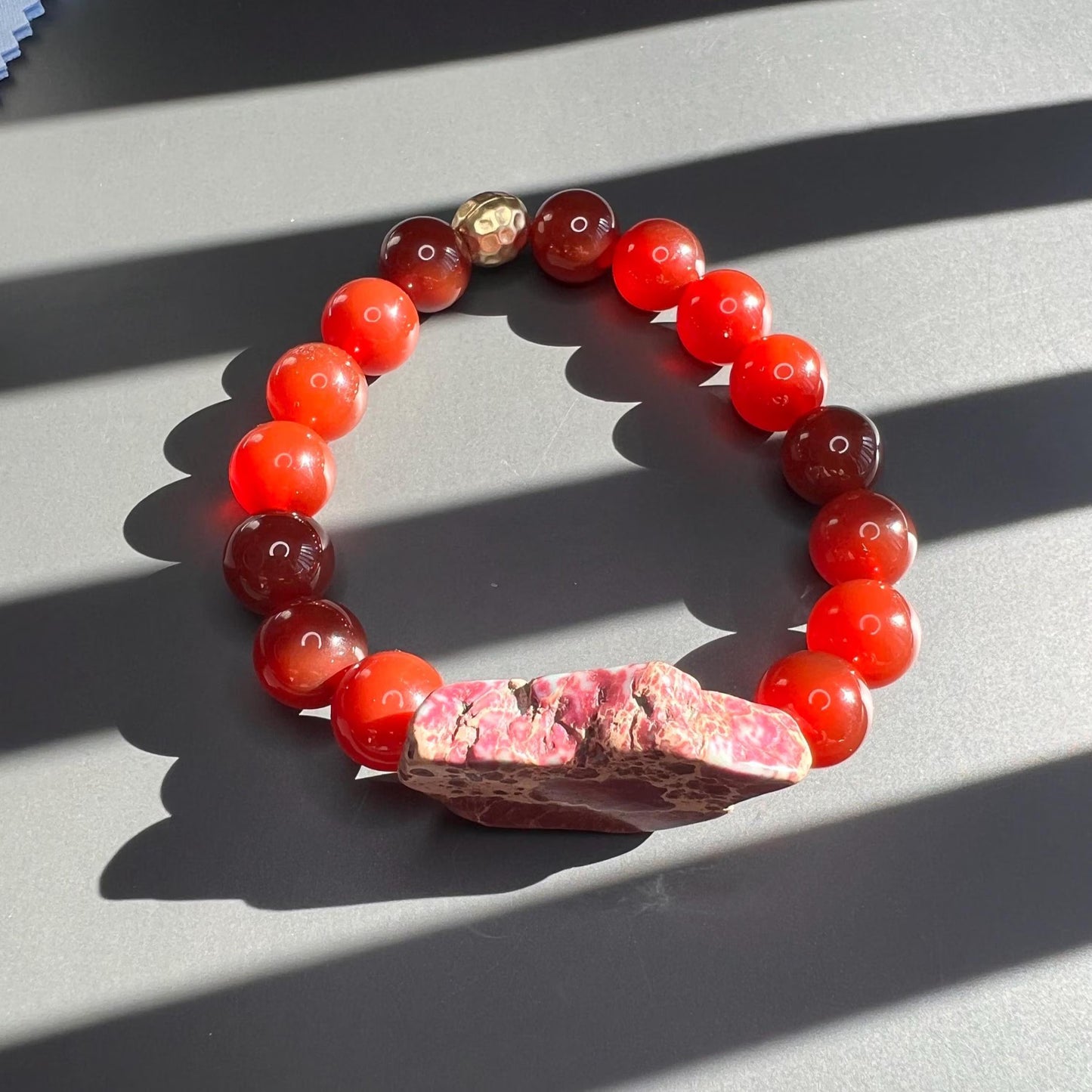 Carnelian Agate & Ruby Fuchsite Bracelet