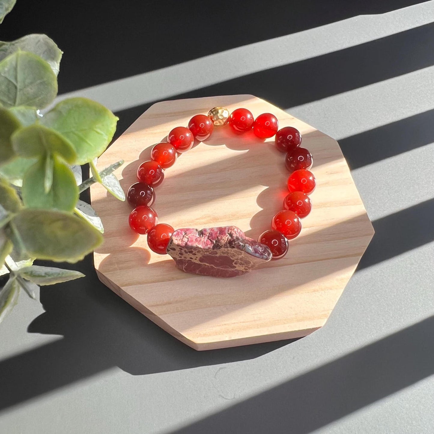 Carnelian Agate & Ruby Fuchsite Bracelet