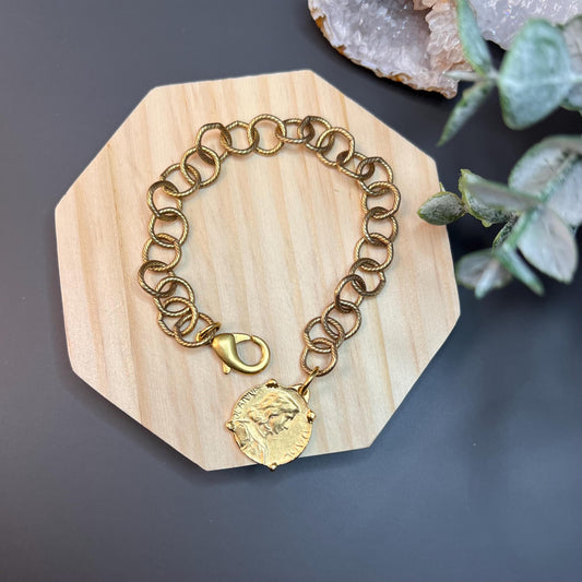 Joan of Arc Coin Charm Bracelet
