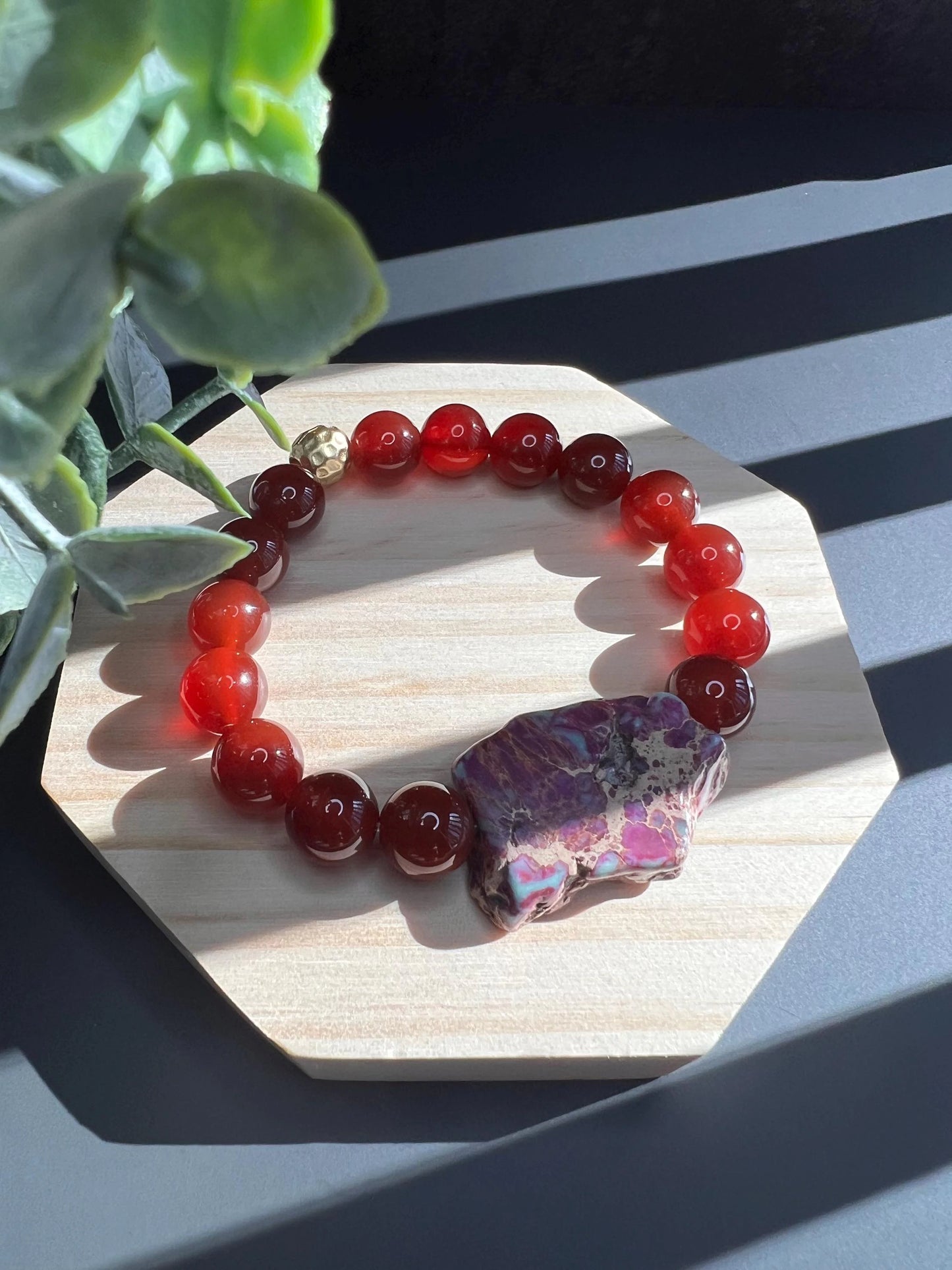 Carnelian Agate & Ruby Fuchsite Bracelet