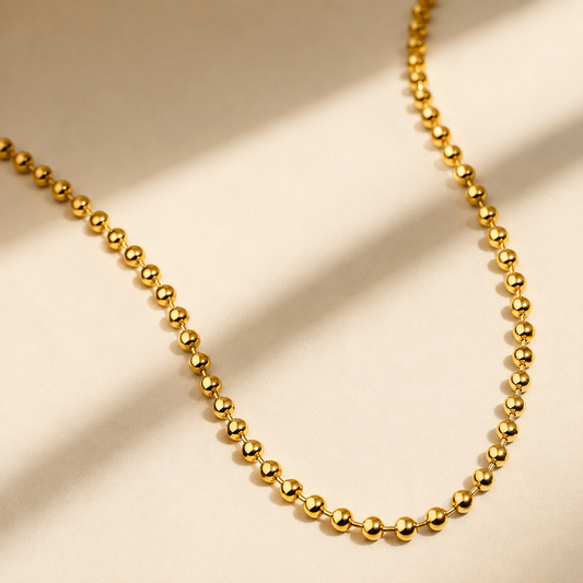 18K Gold 2mm Ball Chain Necklace - Multiple Sizes